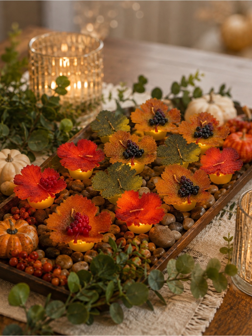 Illuminations Autumn Leaf & Berry Candle Set 13-Piece Fall Harvest Decor NWT
